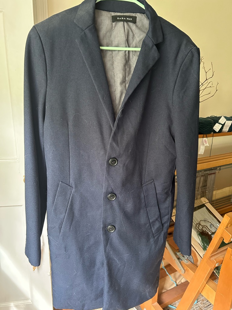 Zara Man Navy Wool Blend Single-Breasted Coat